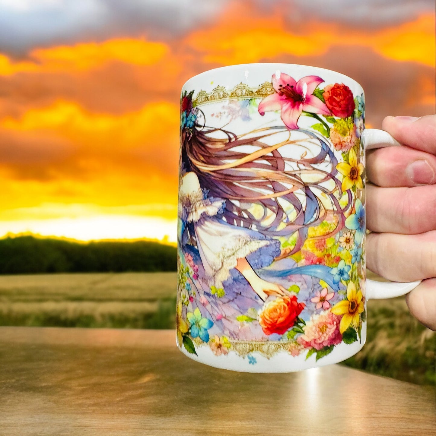 Coffee Cup - Garden Anime Coffee Mug and Anime Sticker Gift Set