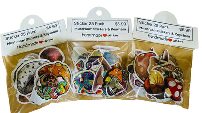 Keyring - Mushroom Sticker & Keyring Gift Pack