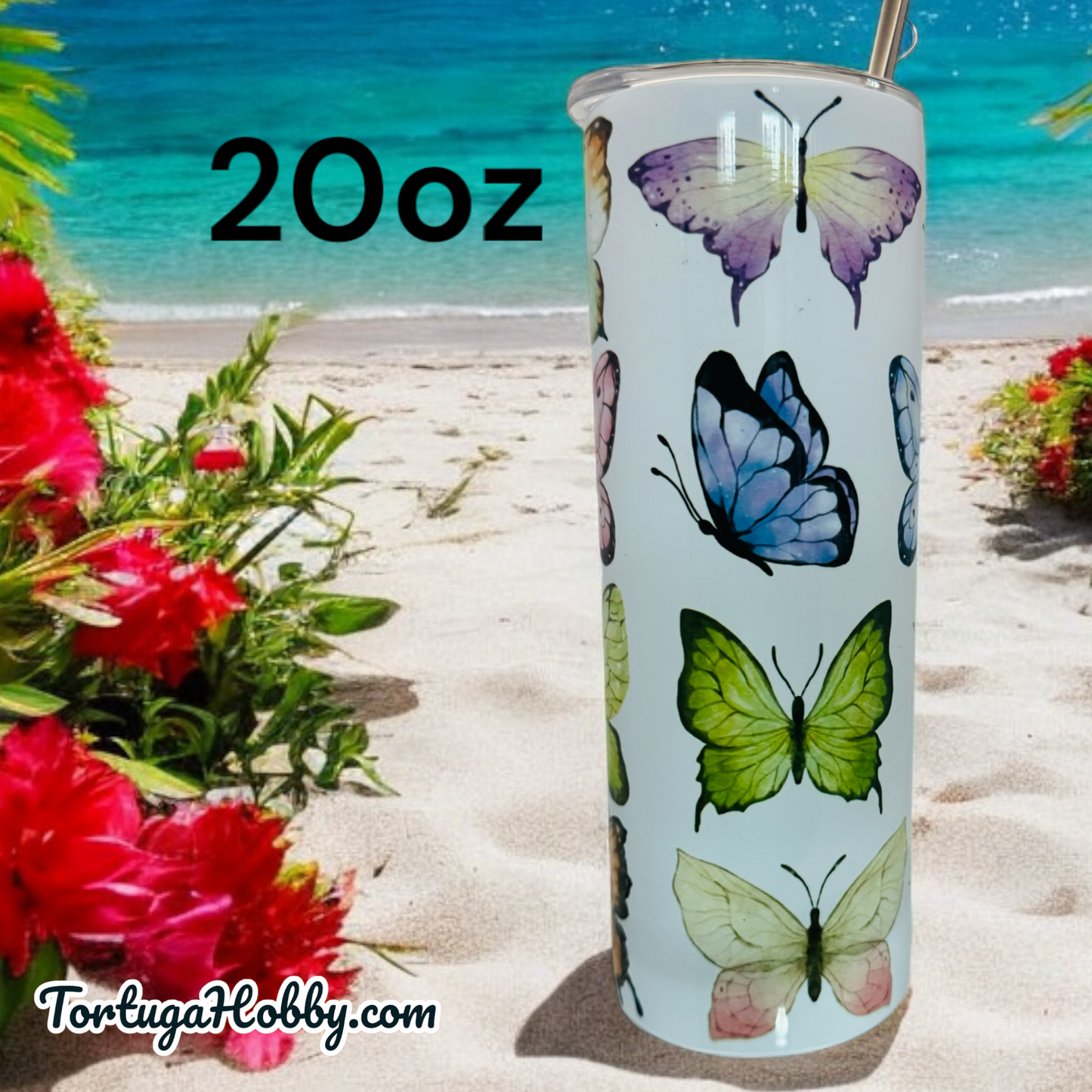 Tumbler’s - Colorful Butterflies - Thin Stainless Steel 20oz Tumbler