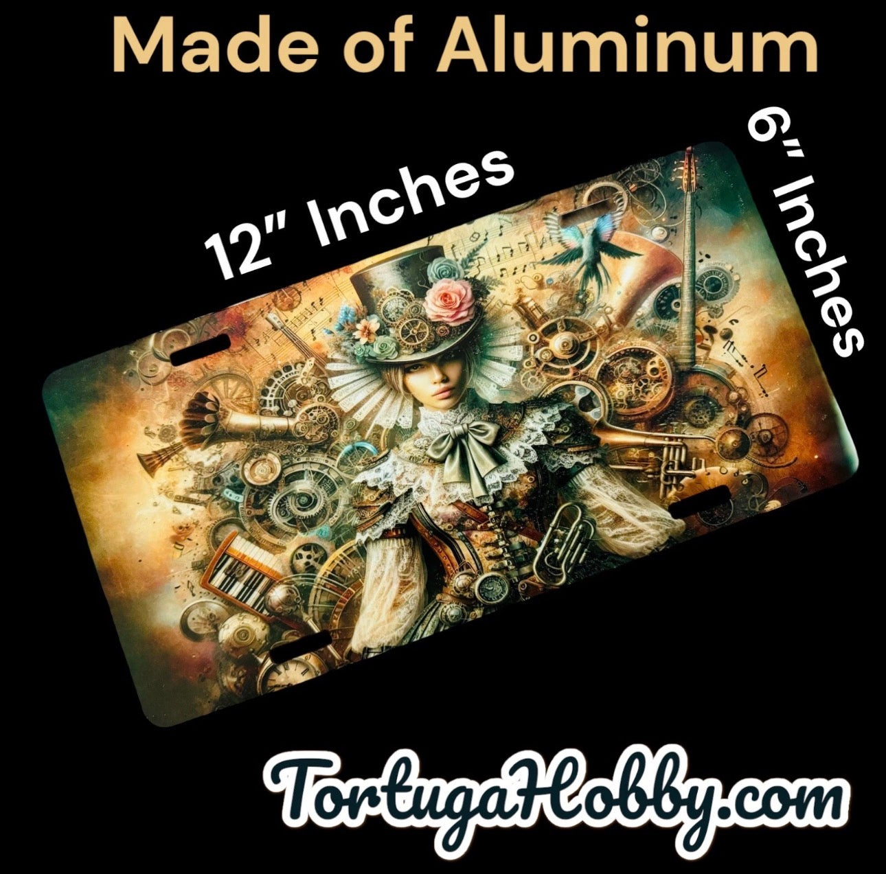 Plates - Lady of Music Exclusive Art - Front License / Vanity Plate - Steampunk Artwork