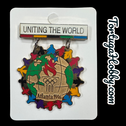 1996 Atlanta Olympics Uniting The World Dangle Lapel Tack Cap Pin Badge