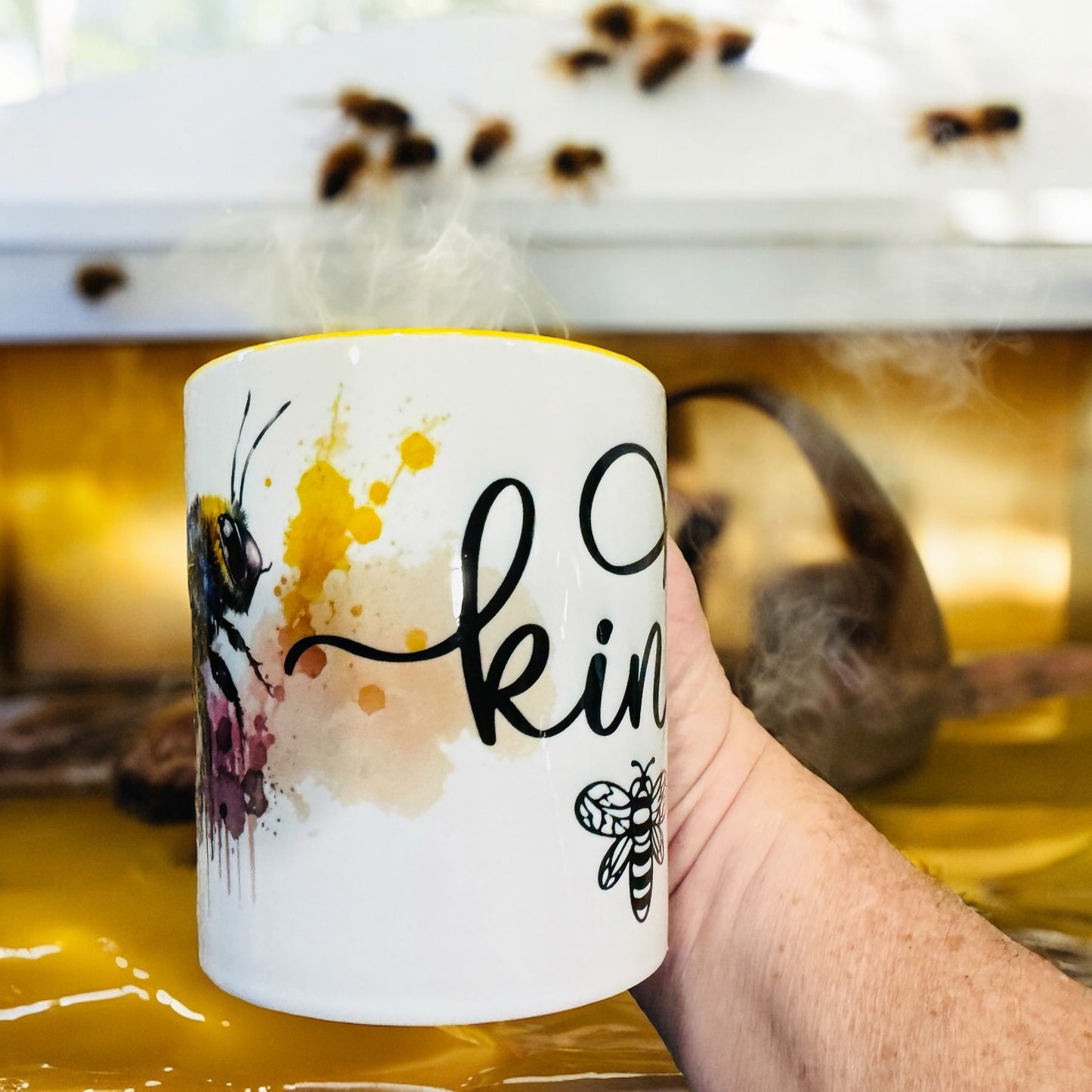 Coffee Cup - Bee Kind Bee Themed Coffee Cup - Watercolor Bee Artistic Cup