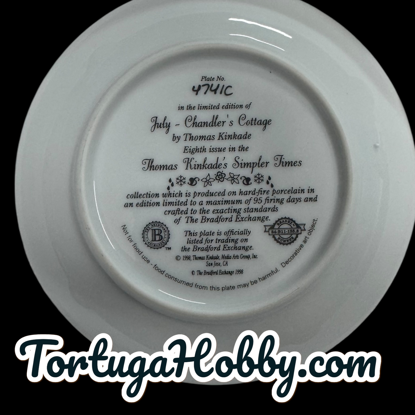 1998 - Thomas Kinkade's Simpler Times #8 - Chandlers Cottage - Plate - July