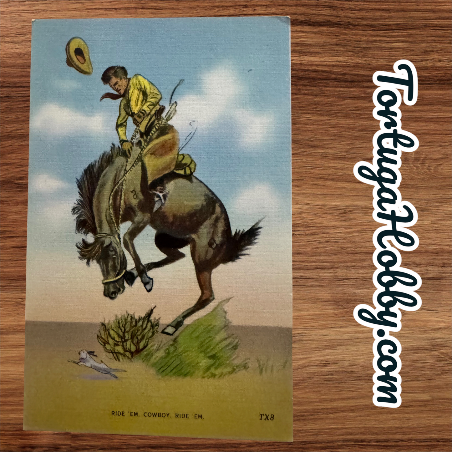 1940 -  Ride 'Em, Cowboy, Ride 'Em" Vintage Linen Post Card