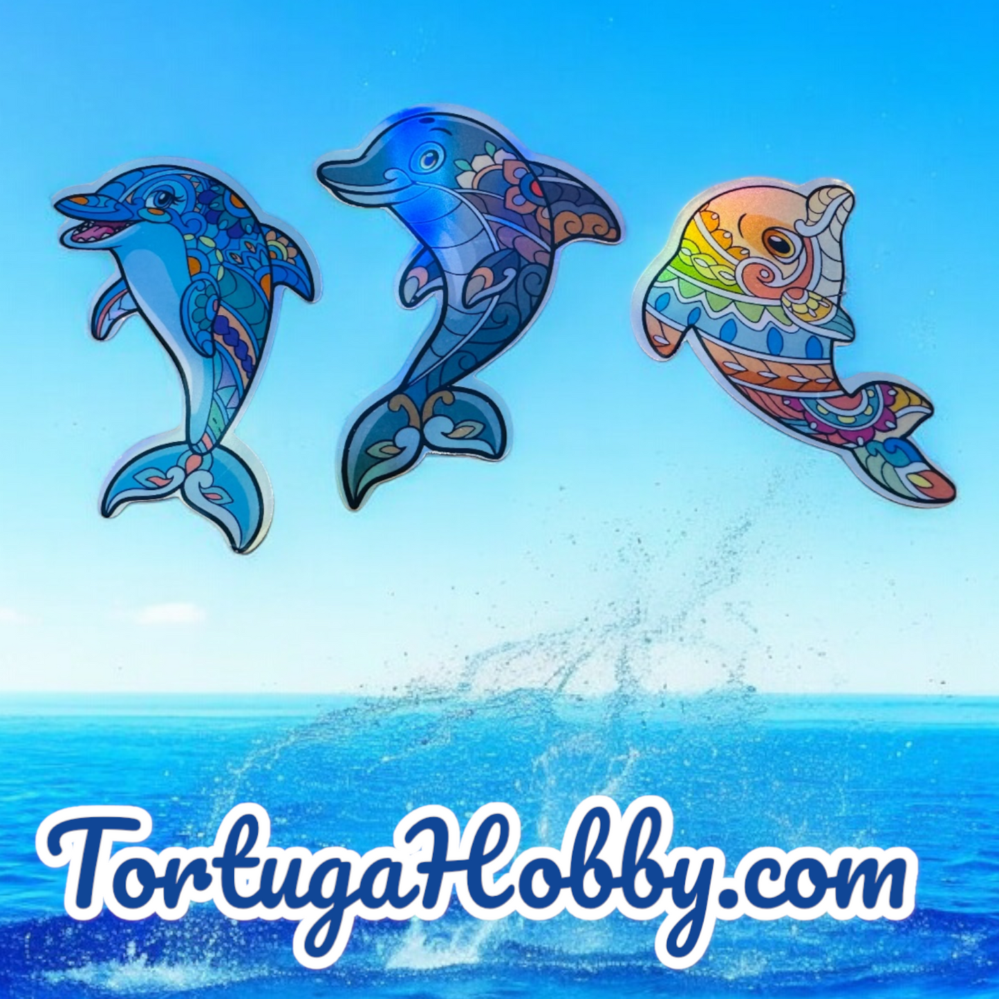 25 Holographic Dolphin Stickers for laptops, Water Bottles, Skateboards, Lockers and More