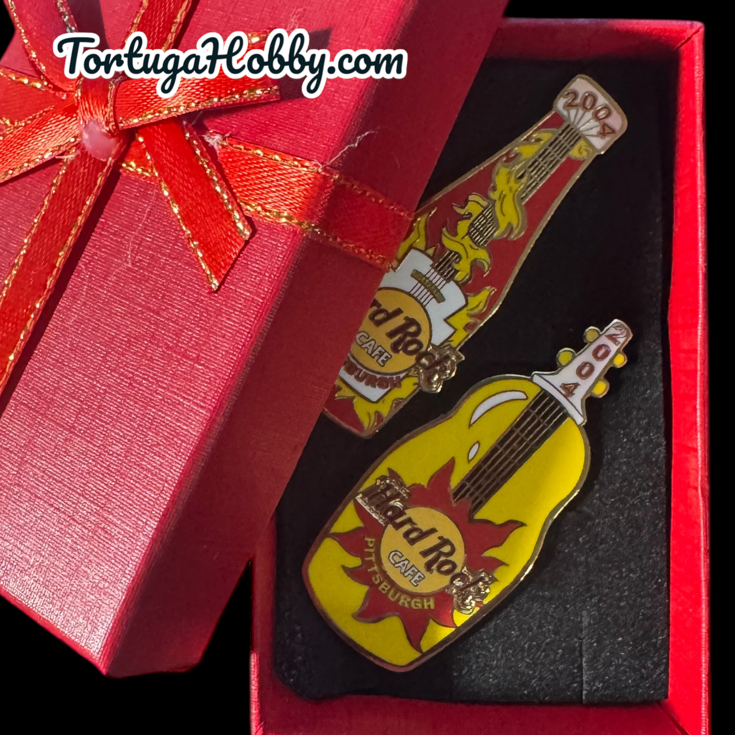 2004 - Hard Rock Cafe - 2 Pin Set - Ketchup & Mustard - Pittsburgh