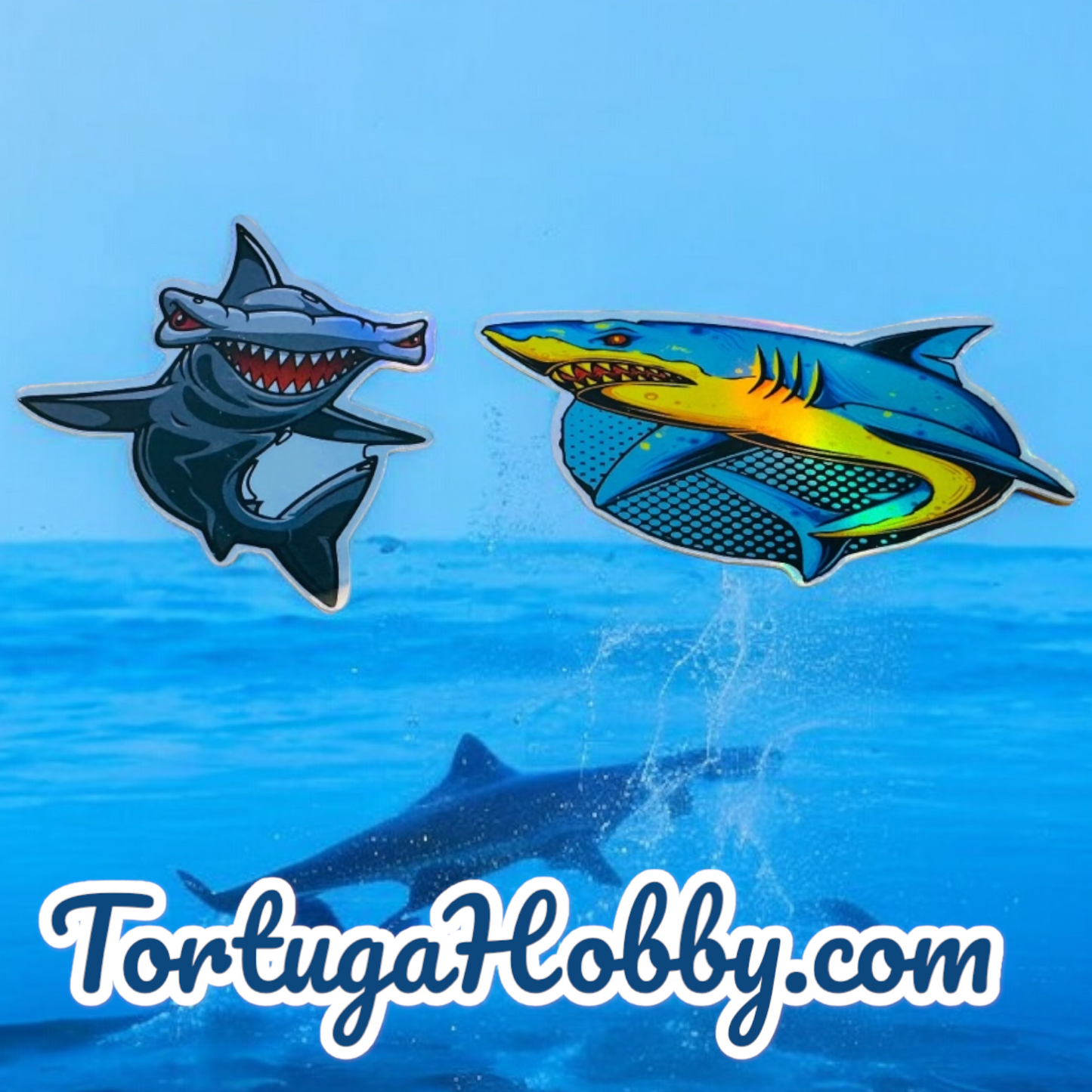 26 Holographic Shark Stickers for laptops, Water Bottles, Skateboards, Lockers and More