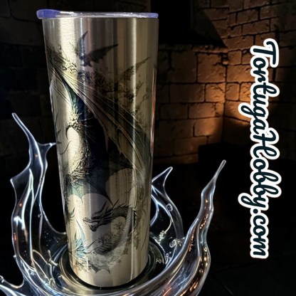 One Of A Kind Metallic Dragon On Slate Artwork & 20oz Tumbler - Unique - Only 1