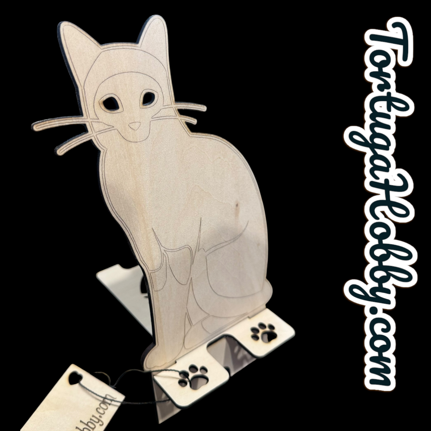 Kitten Wood Phone Stand