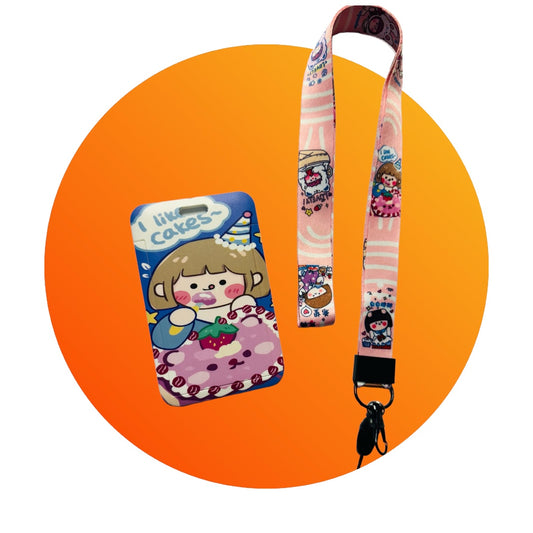 Lanyards - I Like Cake Cute Cartoon Character Lanyard / ID Badge Holder