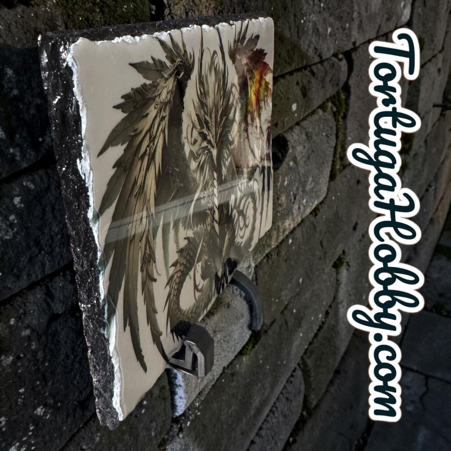 One Of A Kind Metallic Dragon On Slate Artwork & 20oz Tumbler - Unique - Only 1