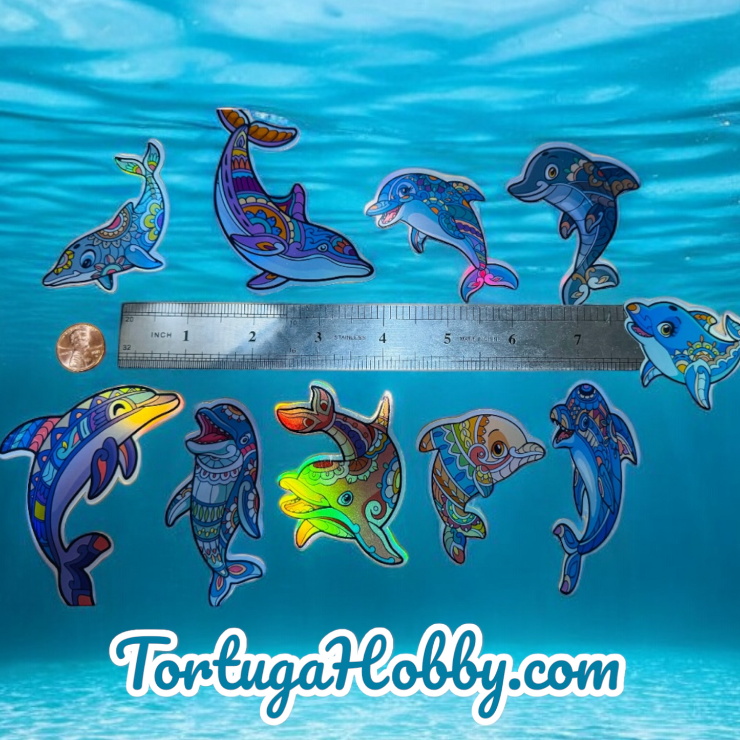 25 Holographic Dolphin Stickers for laptops, Water Bottles, Skateboards, Lockers and More