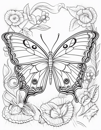 Wonderful World of Butterflies Adult Coloring Book