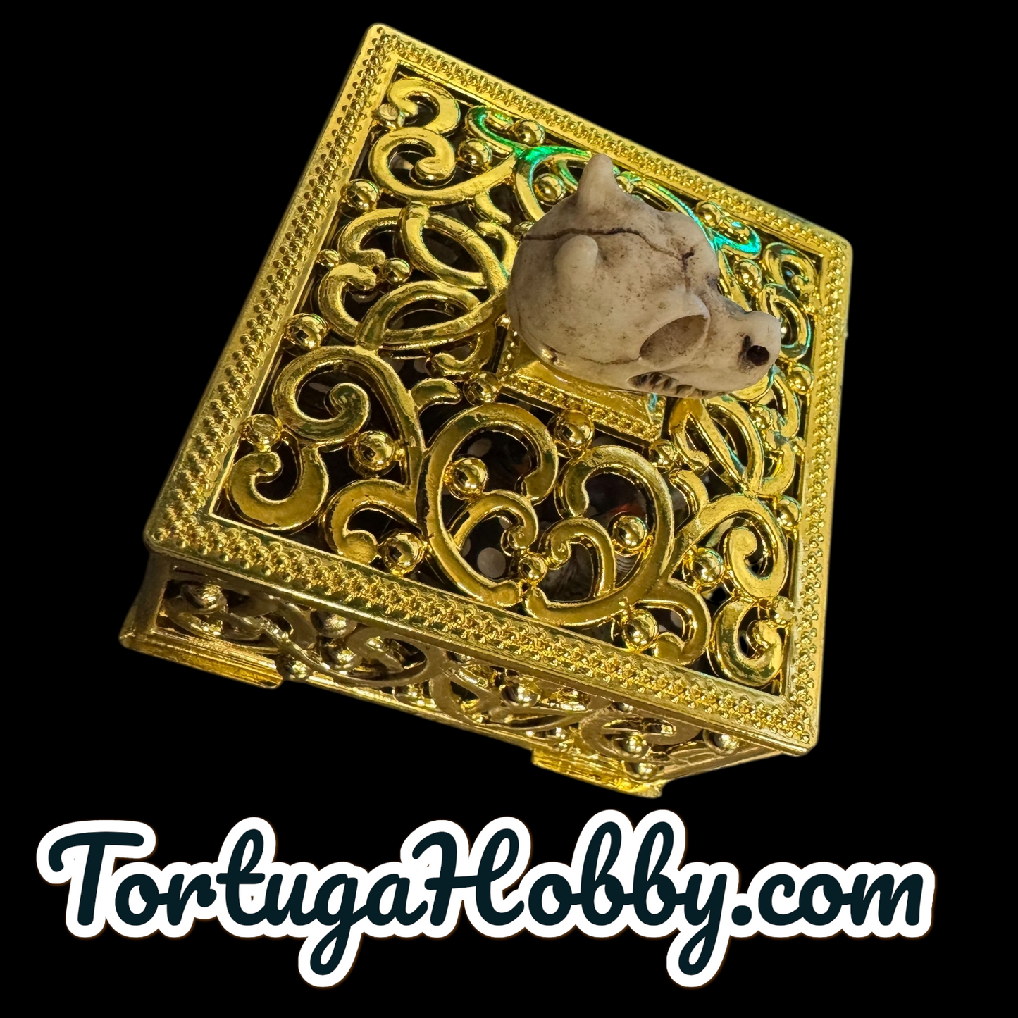 10pc Skeleton Duck Counters with 10 D6 in Square Golden Box - Perfect for Unique Game Night - CCG - Role Play