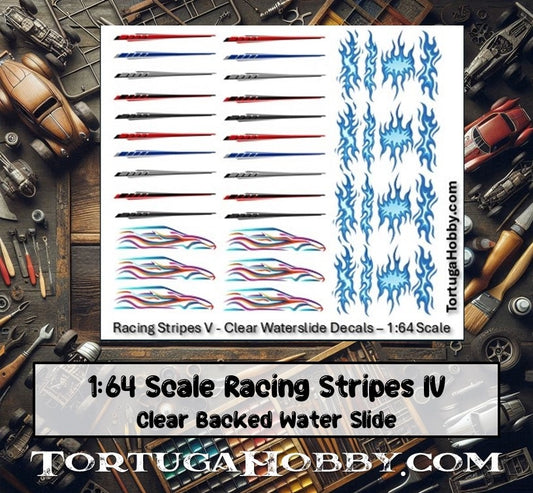 Racing Stripes V - Clear Water Slide Decals - 1:64, 1:24 & 1:18 Scale