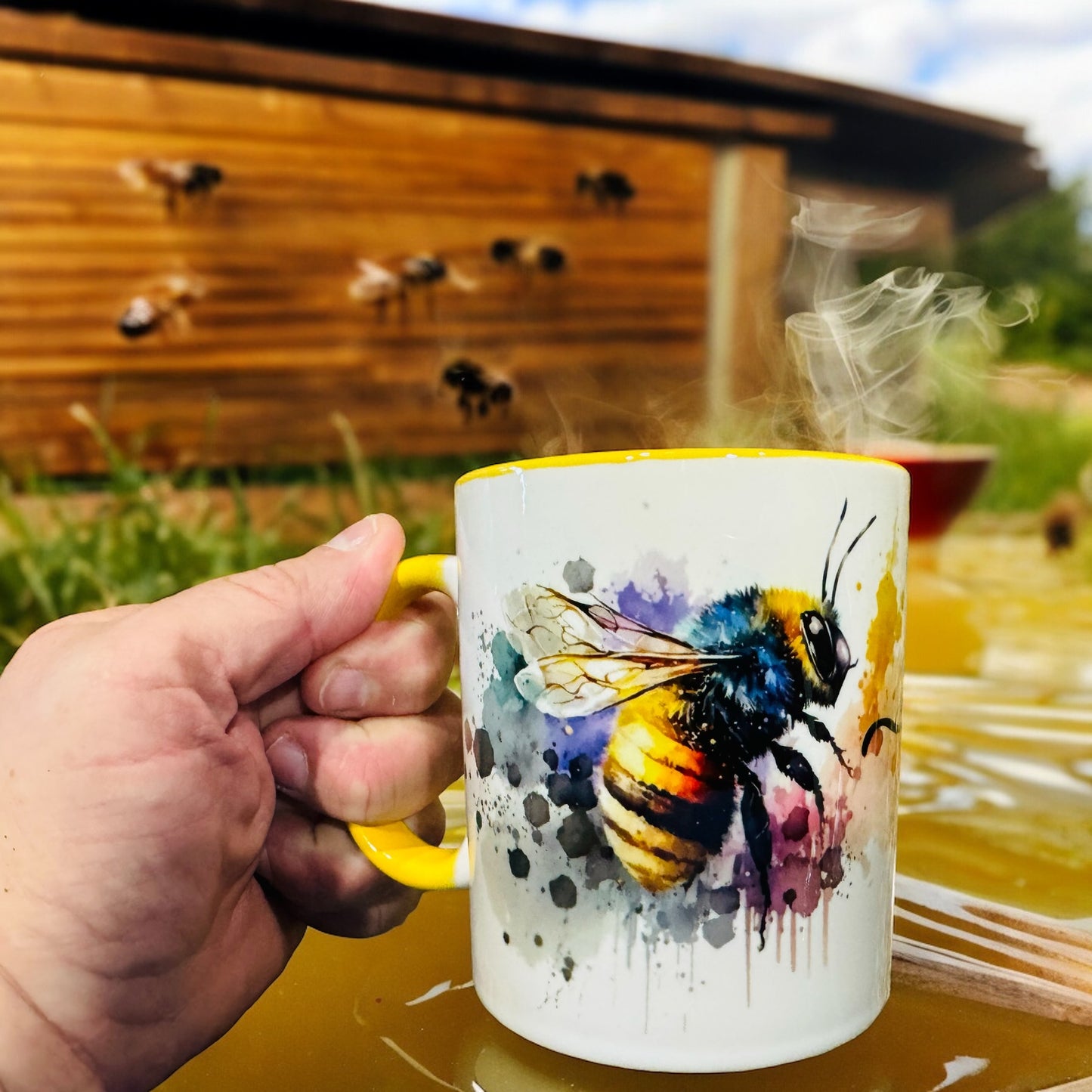 Coffee Cup - Bee Kind Bee Themed Coffee Cup - Watercolor Bee Artistic Cup