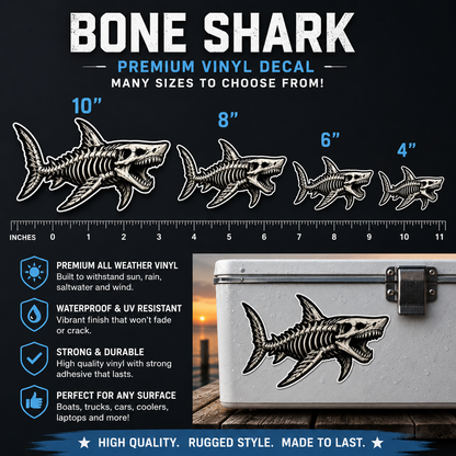 Bone Shark Bumper Sticker Outdoors - Tackle - Laptops - Show Your Salt Lifestyle