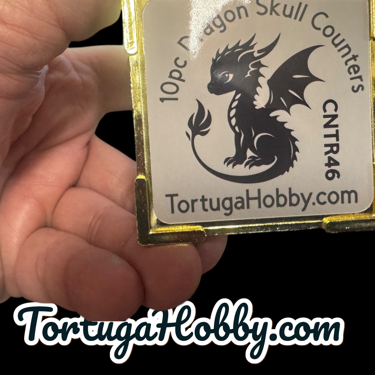 10pc Dragon Skull Counters in Golden Box. -Win Your Game Nights!