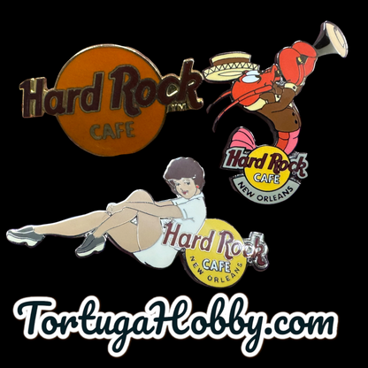 2002 - Hard Rock Cafe - New Orleans 3 Pin Set - Featuring Lobster & Pin-up Girl