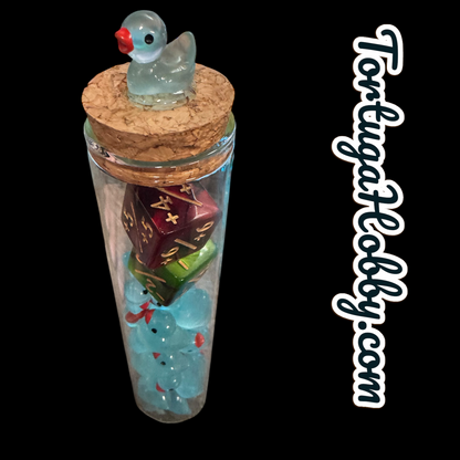 Unique Blue Duck Counters for CCG, TCG, Role-Playing and more - All in Glass Tube Set - Make Your Next Game Night Unique