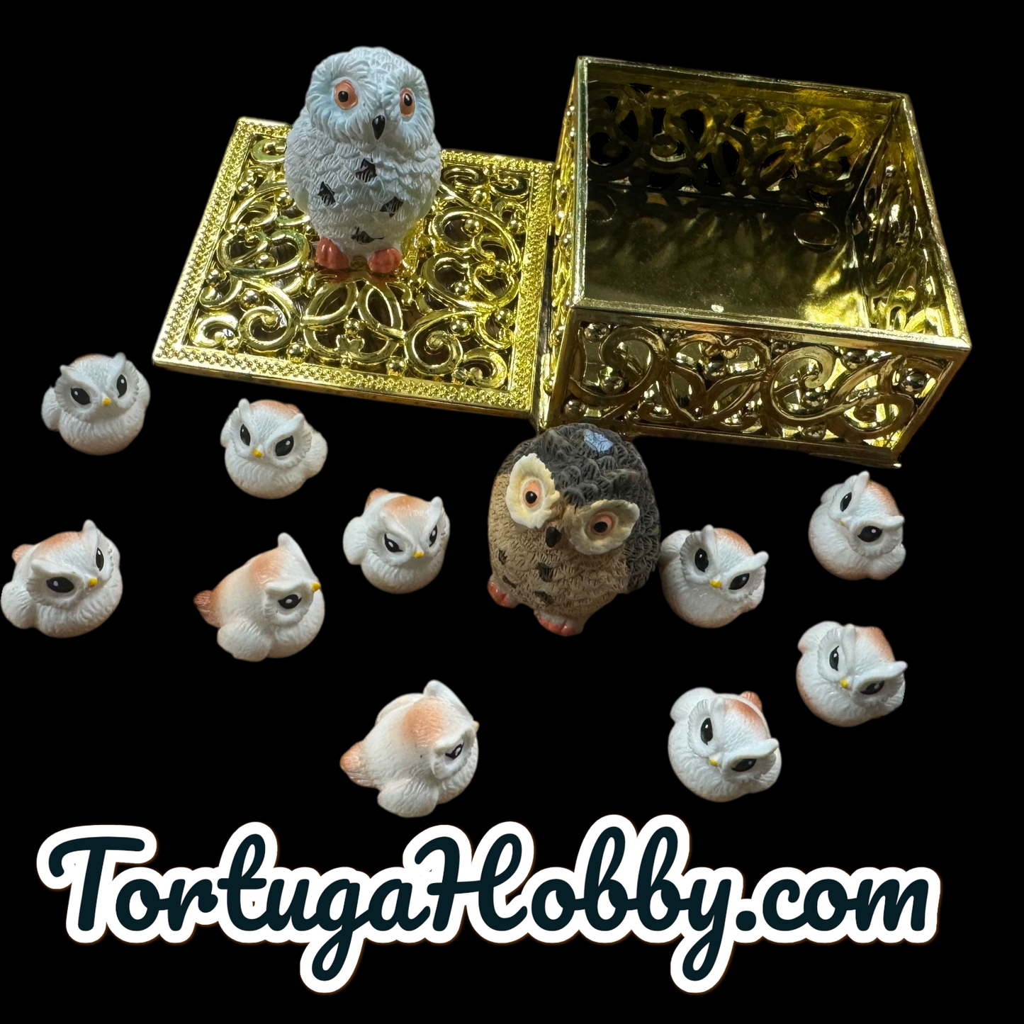 10pc Owl Counters in Golden Box Perfect for Unique Game Night - CCG - Role Play