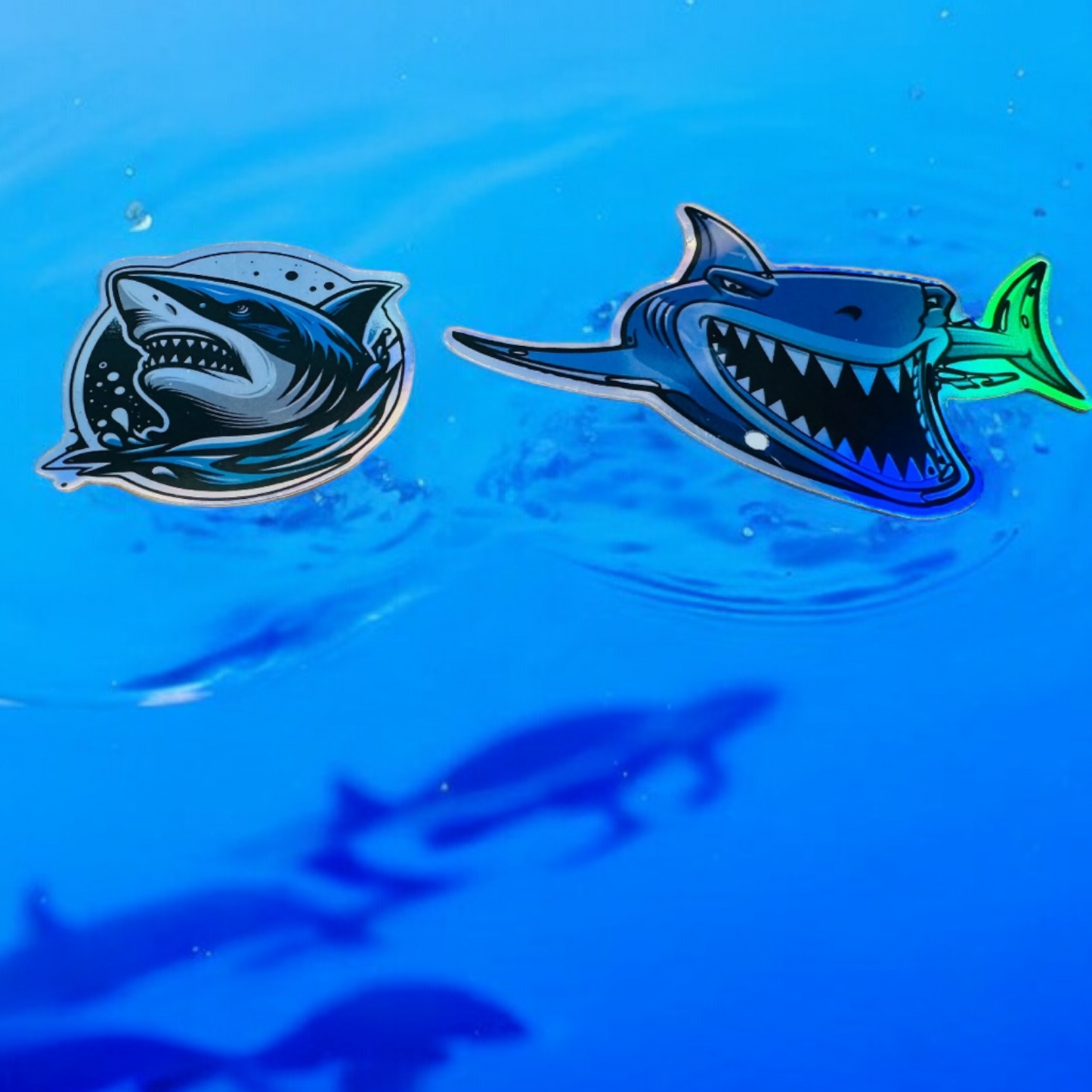 26 Holographic Shark Stickers for laptops, Water Bottles, Skateboards, Lockers and More