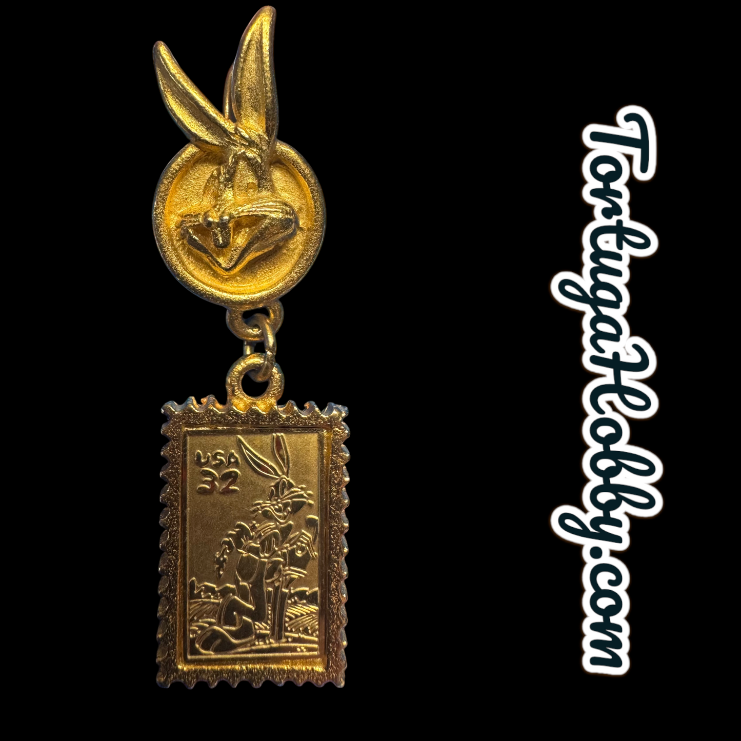 1997 Bugs Bunny Looney Tunes USPS Vintage - 32 Cent Stamp Earrings Gold Tone #8