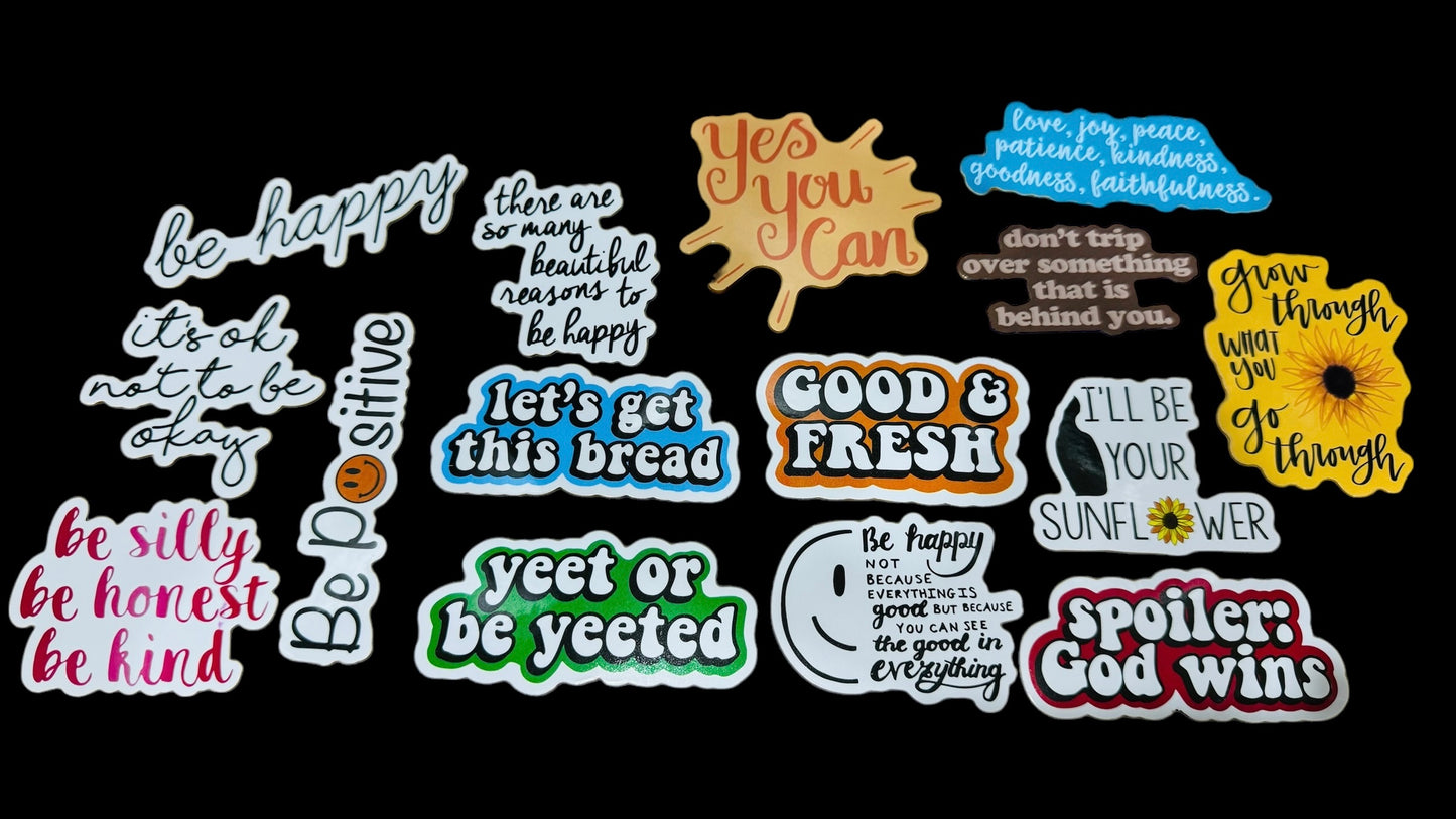 25 Be Inspirational - Positive Motivational and Inspirational Stickers for Laptops, Water Bottles, Skateboards, Lockers and More