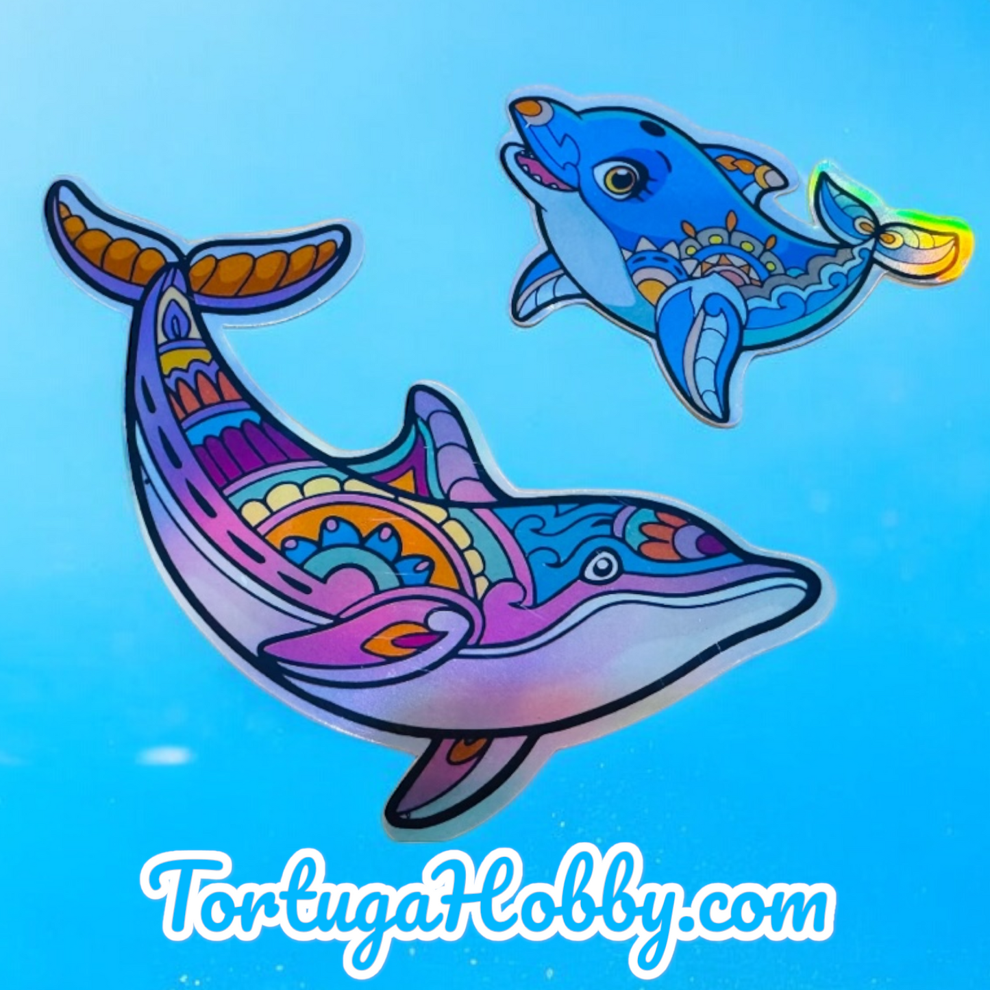 25 Holographic Dolphin Stickers for laptops, Water Bottles, Skateboards, Lockers and More