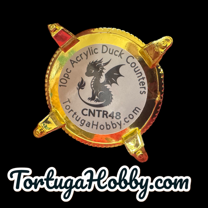 10pc Acrylic Duck Counters in Round Golden Box - Perfect for Unique Game Night - CCG - Role Play - Cruise Hiding Ducks