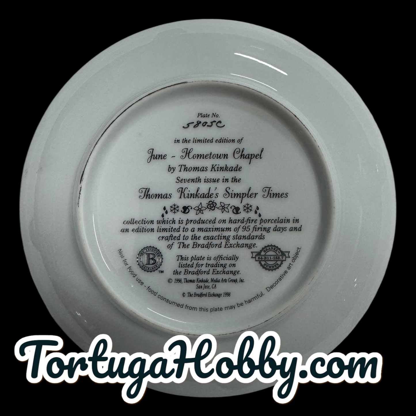 1998 - Thomas Kinkade's Simpler Times #7 - Hometown Chapel  Plate - June