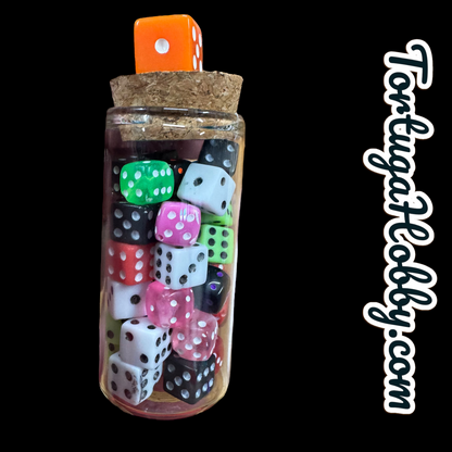 8mm Dice Set/Counters in Glass Containers - Perfect for Unique Game Night - CCG - Roleplay