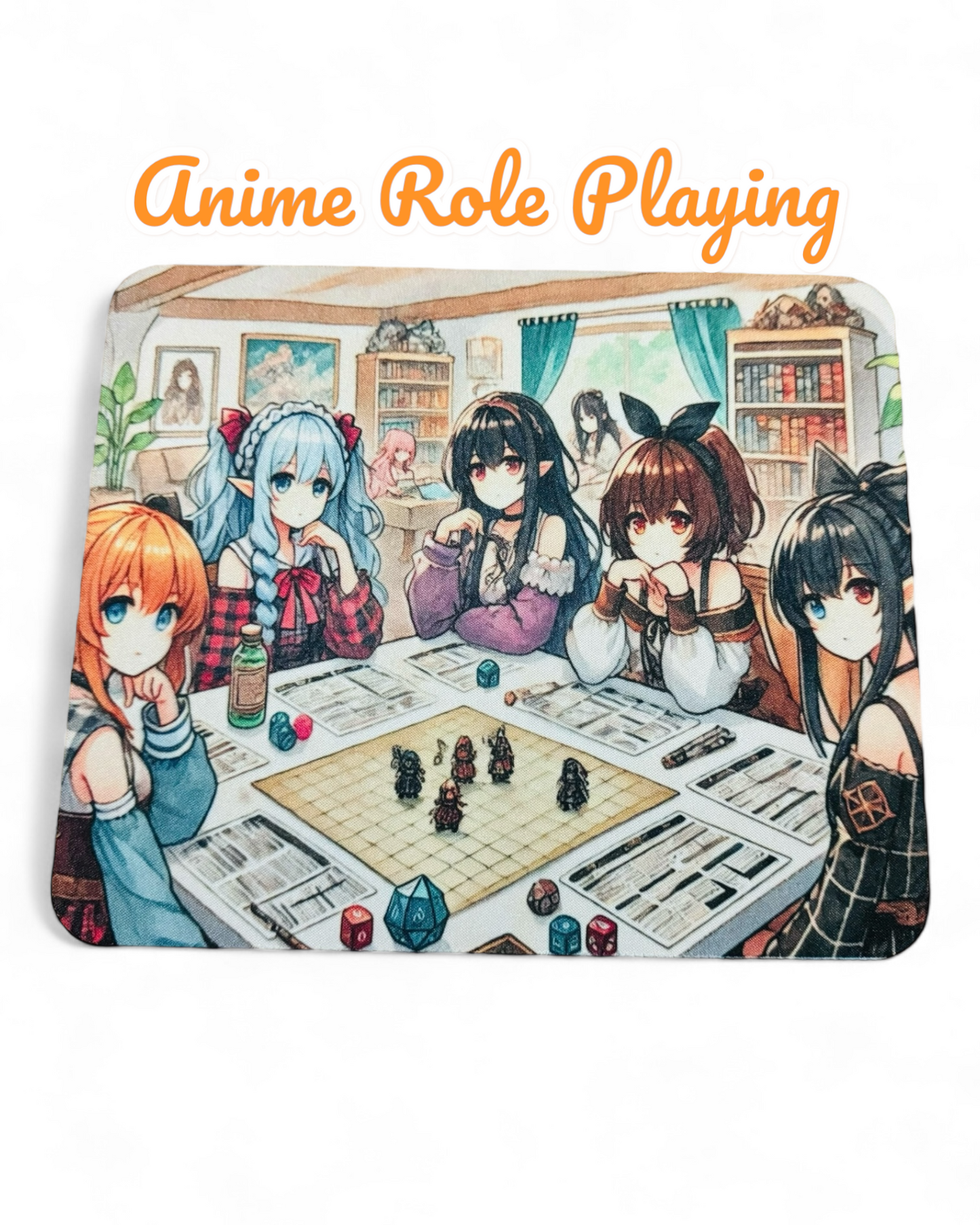 A Step into a world of fantasy with our Anime Role Playing Mouse Pad.  This captivating mouse pad showcases stunning artwork of anime girls immersed in an epic role-playing adventure, complete with magical battles, intricate dungeons, and legendary quests.