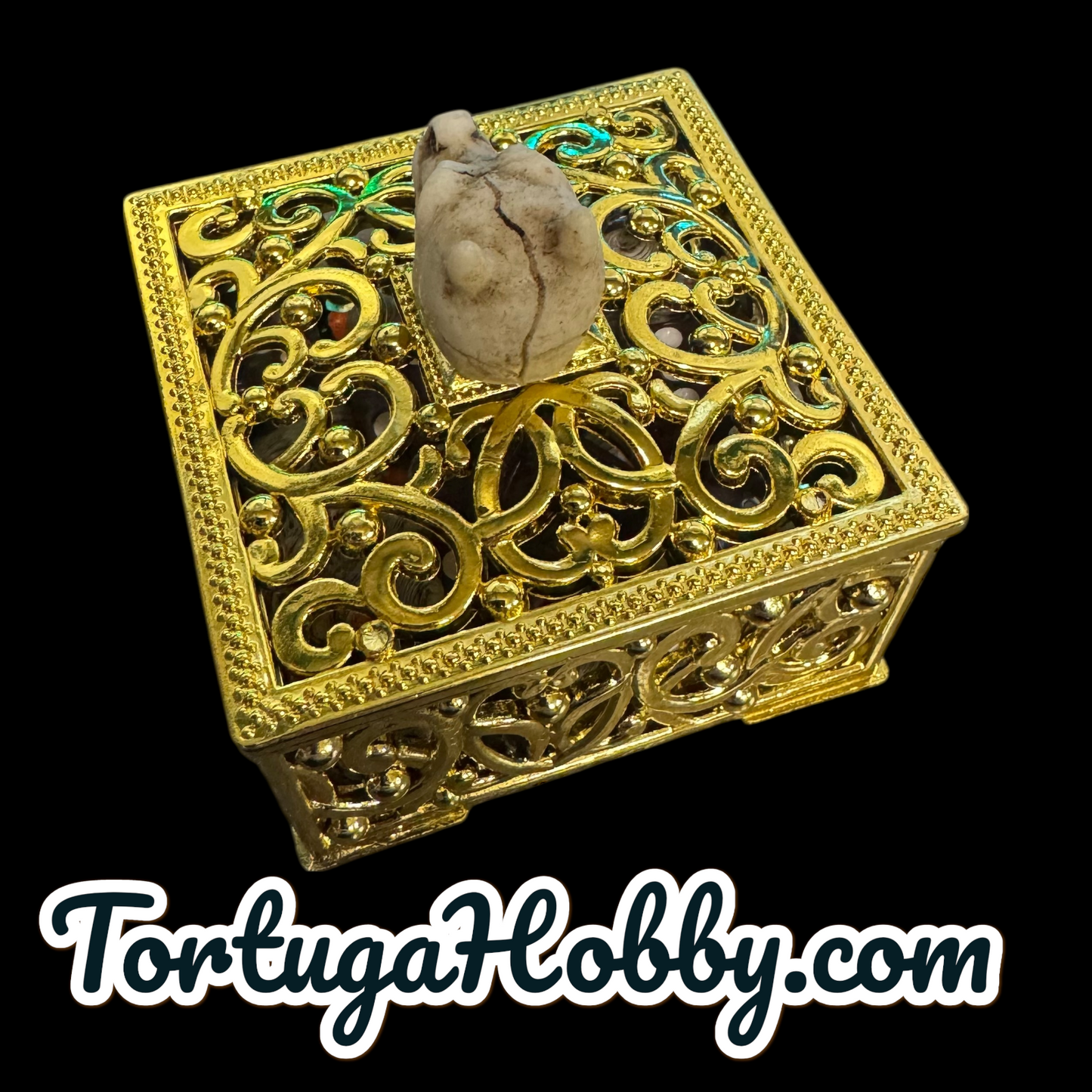 10pc Skeleton Duck Counters with 10 D6 in Square Golden Box - Perfect for Unique Game Night - CCG - Role Play