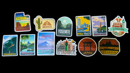 25 Stickers - Travel The World or Show Off Where You Have Gone - Travel Stickers for Laptops, Water Bottles, Skateboards, Lockers and More