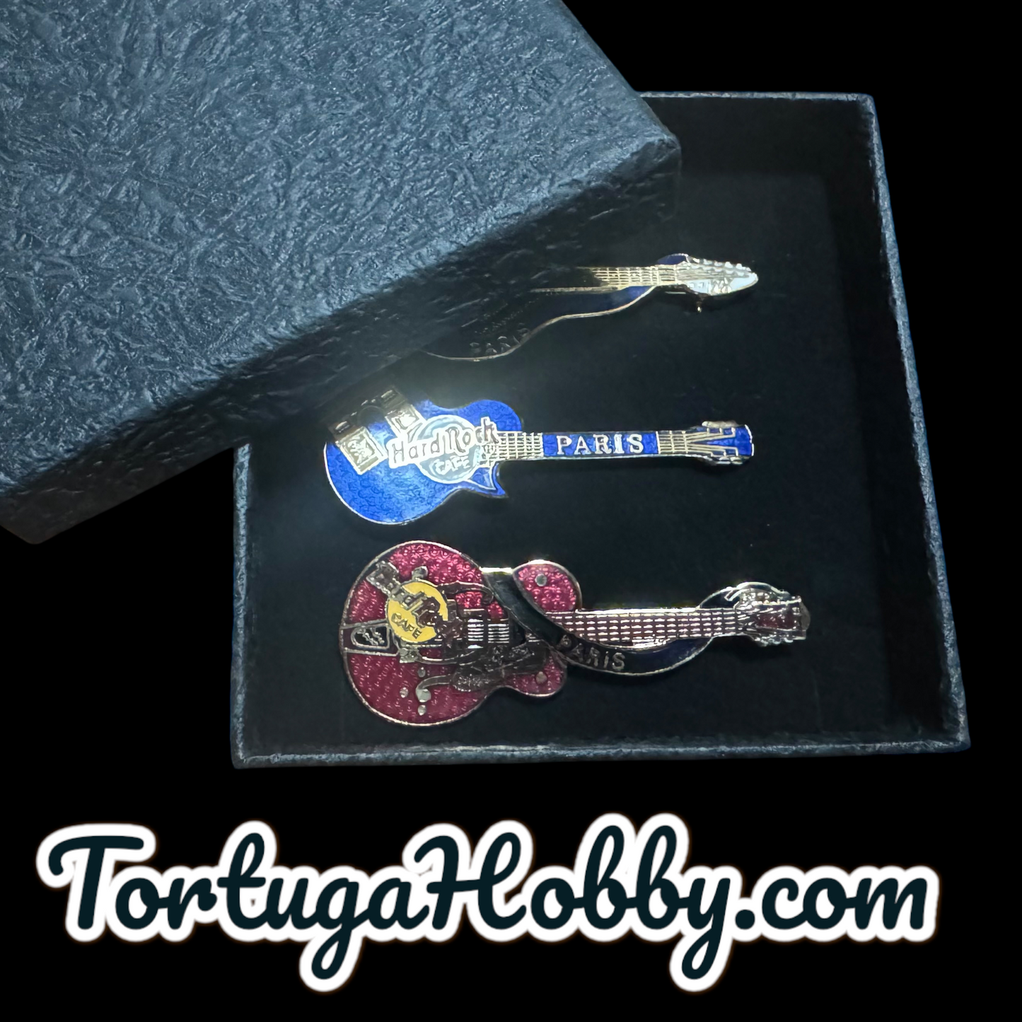 1998 - Hard Rock Cafe - Paris - 3 Guitar Pin Set 🎸
