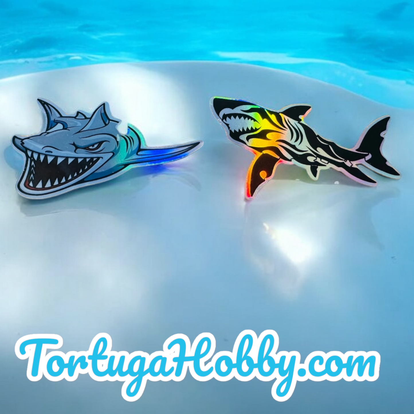 26 Holographic Shark Stickers for laptops, Water Bottles, Skateboards, Lockers and More