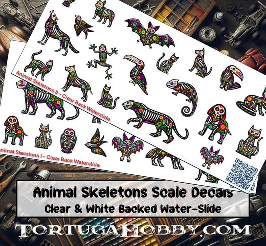 Animal Skeletons - Water Slide Decals - Models & Pine Derby