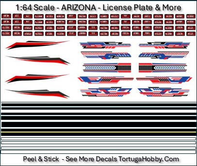 State License Plates Decals - 1:24 / 1:18 Scale - Water Slide or Peel & Stick