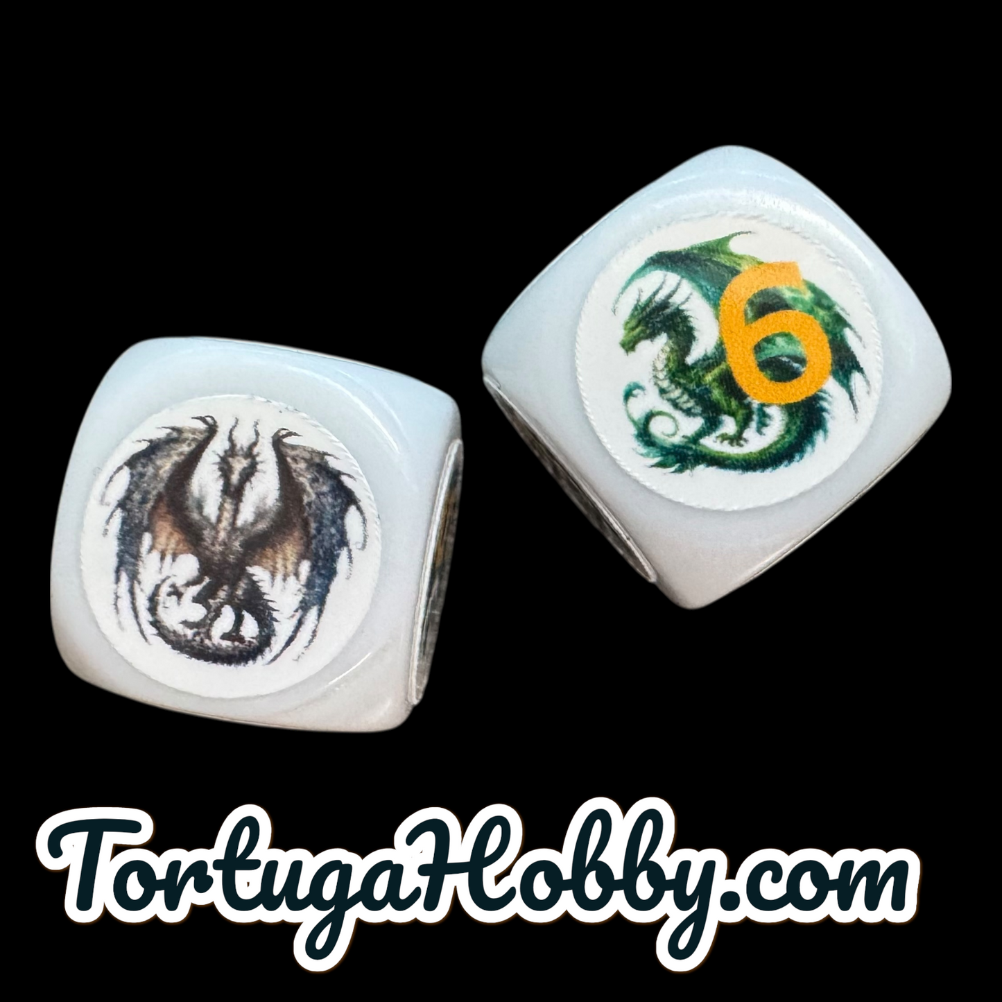 Dragons D6 Set - Includes 2 D6 Dice In Glass Vial