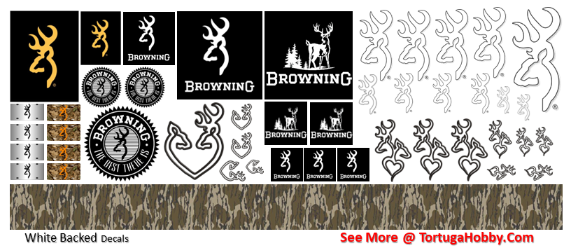 Decals - Browning - White Water Slide Decals - 1:24 Scale