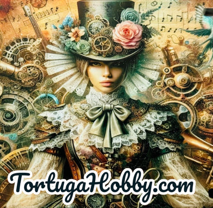 Plates - Lady of Music Exclusive Art - Front License / Vanity Plate - Steampunk Artwork