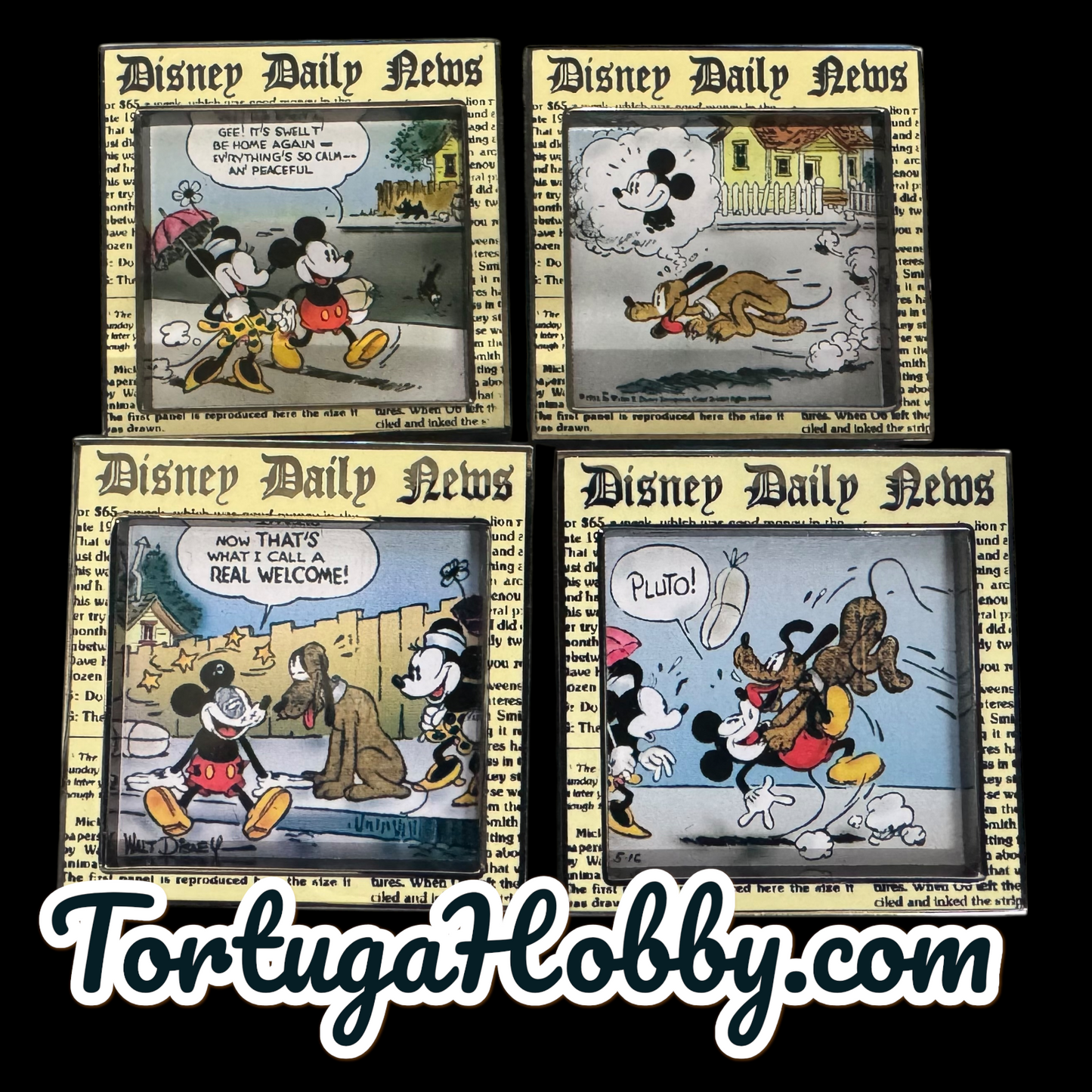 2001 - Walt Disney Collectible Comic Strip Pins - Set Of 4.
