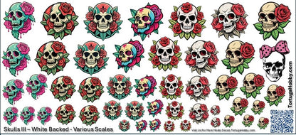 Decals - Skulls III - Clear Water Slide Decals - 1:24 Scale