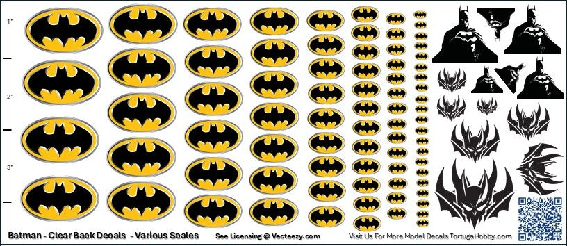 Decals - Batman - Water Slide Decals - 1:64/1:24/1:18 Scale