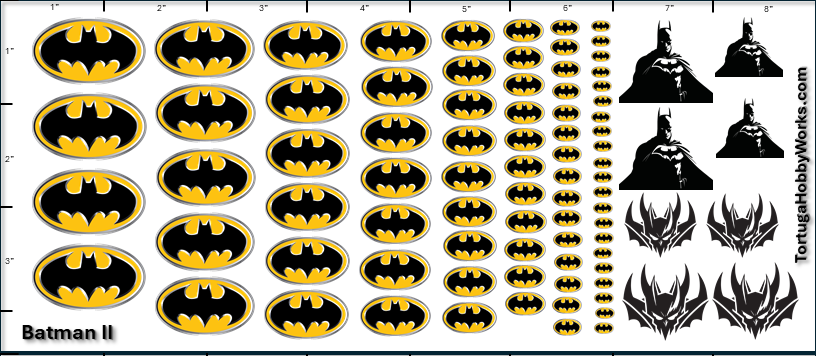 Decals - Batman II - White Water Slide Decals - 1:24 Scale