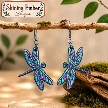 Butterfly and Dragonfly sHand-Painted Wood Earrings