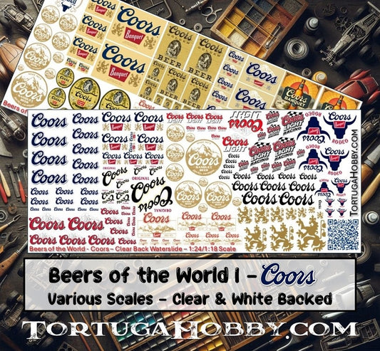 Beers of the World - Coors - Water Slide Decals - Scale Models, RC or Derby