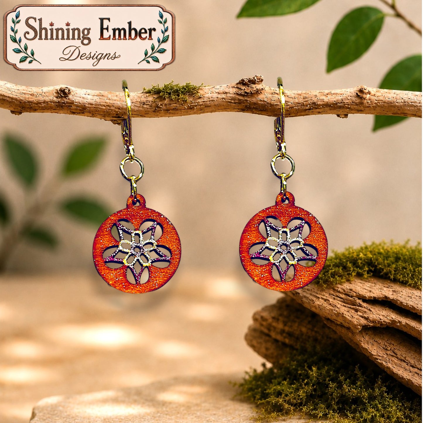 'Periwinkle' Hand-Painted Wood Earrings