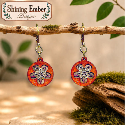 'Periwinkle' Hand-Painted Wood Earrings